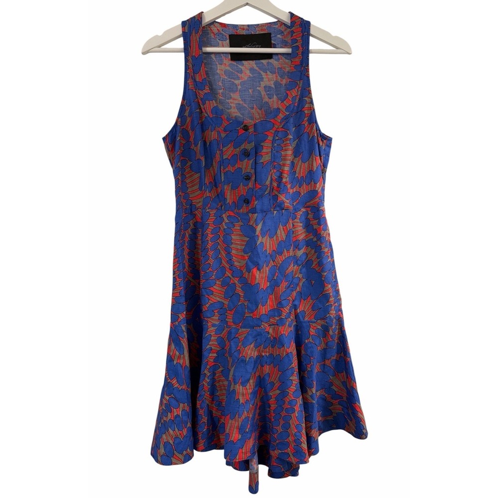 Rachel Comey Silk Linen Dress S Button Front High Low Coastal Resort Old Money